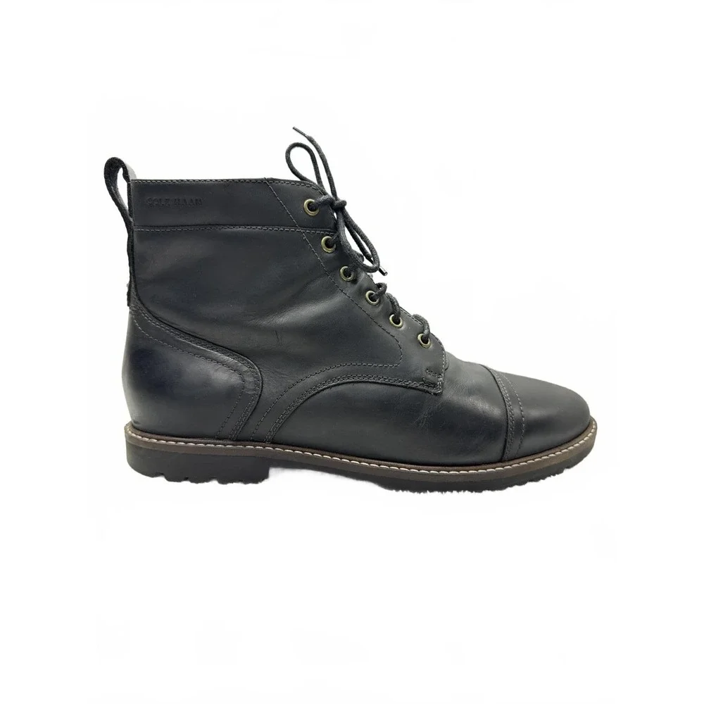Men's black leather‎ Cole Haan Nathan Cap Toe Chukka Boots size 10